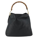 GUCCI Bamboo Hand Bag Leather 2way Black Gold 001 3754 1577 Auth ep14302-2