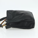 GUCCI Bamboo Hand Bag Leather 2way Black Gold 001 3754 1577 Auth ep14302-3
