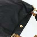 GUCCI Bamboo Hand Bag Leather 2way Black Gold 001 3754 1577 Auth ep14302-6