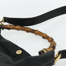 GUCCI Bamboo Hand Bag Leather 2way Black Gold 001 3754 1577 Auth ep14302-14