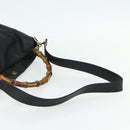 GUCCI Bamboo Hand Bag Leather 2way Black Gold 001 3754 1577 Auth ep14302-8