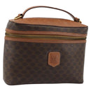 CELINE Macadam Canvas Vanity Hand Bag PVC Leather Brown Gold Auth ep14305-1