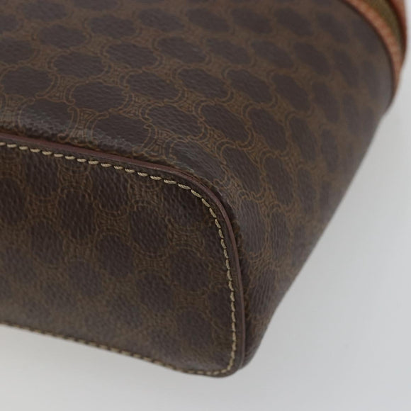 CELINE Macadam Canvas Vanity Hand Bag PVC Leather Brown Gold Auth ep14305