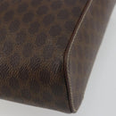 CELINE Macadam Canvas Vanity Hand Bag PVC Leather Brown Gold Auth ep14305-15
