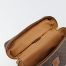 CELINE Macadam Canvas Vanity Hand Bag PVC Leather Brown Gold Auth ep14305-10