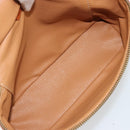 CELINE Macadam Canvas Vanity Hand Bag PVC Leather Brown Gold Auth ep14305-11