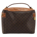 CELINE Macadam Canvas Vanity Hand Bag PVC Leather Brown Gold Auth ep14305-2