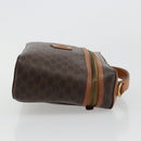 CELINE Macadam Canvas Vanity Hand Bag PVC Leather Brown Gold Auth ep14305-3