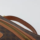 CELINE Macadam Canvas Vanity Hand Bag PVC Leather Brown Gold Auth ep14305-8