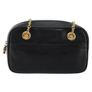GUCCI Bamboo Chain Shoulder Bag Leather Black Gold Auth ep14306-13