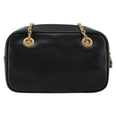 GUCCI Bamboo Chain Shoulder Bag Leather Black Gold Auth ep14306-2