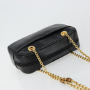 GUCCI Bamboo Chain Shoulder Bag Leather Black Gold Auth ep14306-6