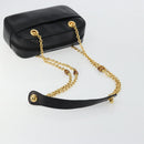 GUCCI Bamboo Chain Shoulder Bag Leather Black Gold Auth ep14306-7