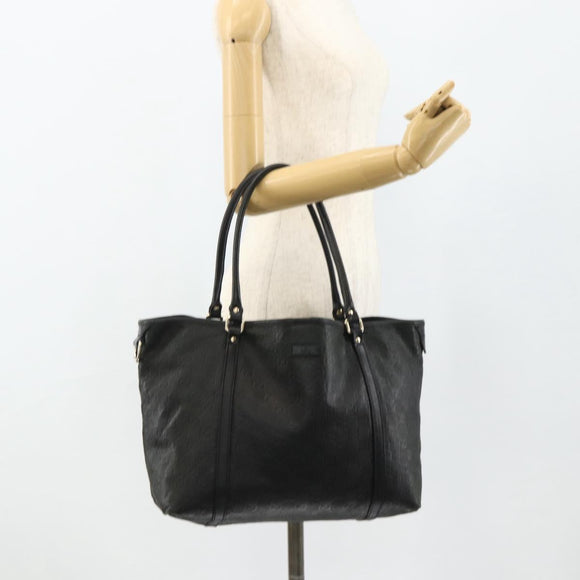 GUCCI GG Canvas Guccissima Tote Bag Leather Black Gold 197953 Auth ep14309
