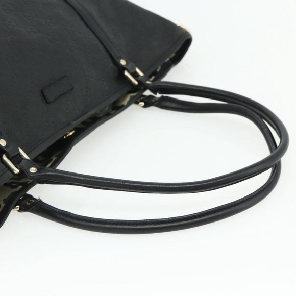 GUCCI GG Canvas Guccissima Tote Bag Leather Black Gold 197953 Auth ep14309
