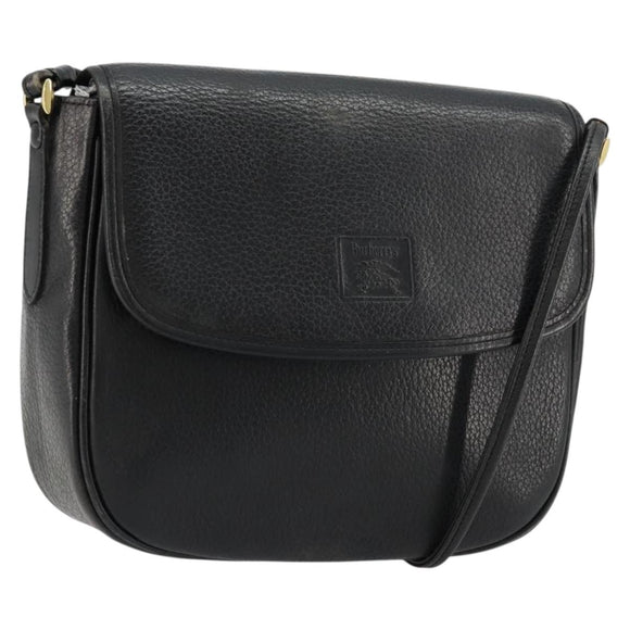 Burberrys Shoulder Bag Leather Black Gold Auth ep14310