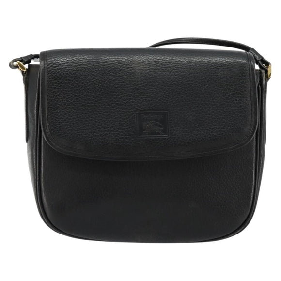 Burberrys Shoulder Bag Leather Black Gold Auth ep14310