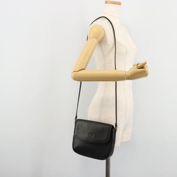 Burberrys Shoulder Bag Leather Black Gold Auth ep14310