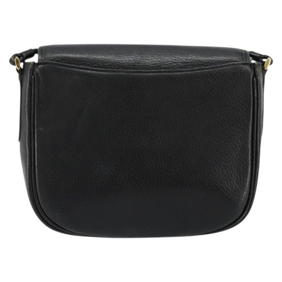 Burberrys Shoulder Bag Leather Black Gold Auth ep14310