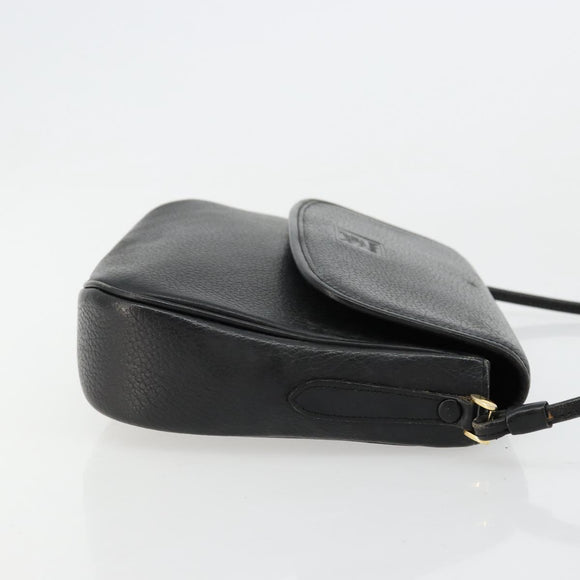 Burberrys Shoulder Bag Leather Black Gold Auth ep14310