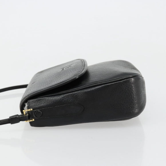 Burberrys Shoulder Bag Leather Black Gold Auth ep14310