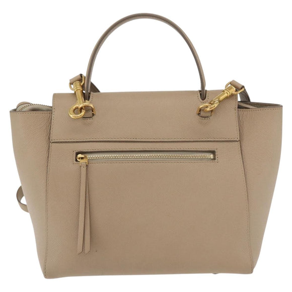 CELINE Belt Bag Hand Bag Leather 2way Beige Gold Auth ep14314