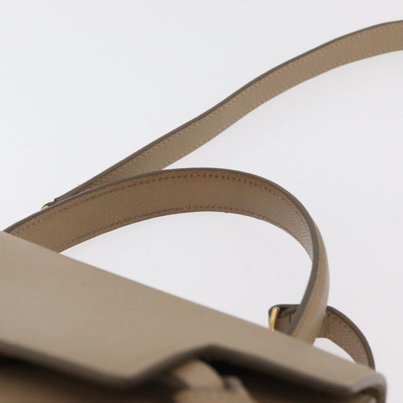 CELINE Belt Bag Hand Bag Leather 2way Beige Gold Auth ep14314