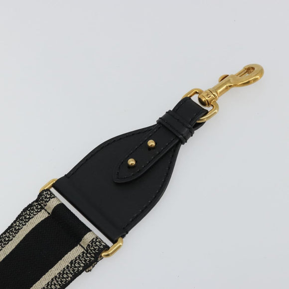 Christian Dior Shoulder Strap Canvas 35.4"" Black Gold Auth ep14316