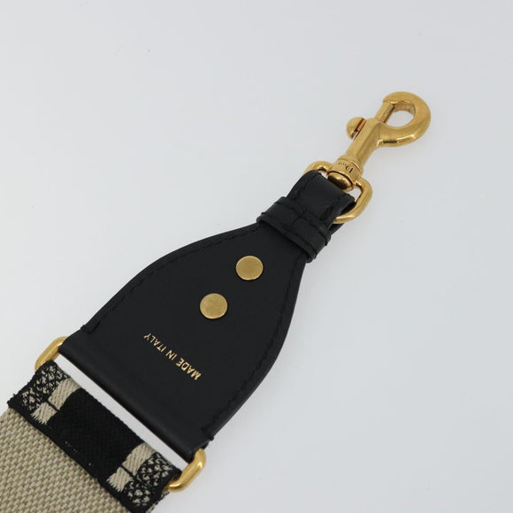 Christian Dior Shoulder Strap Canvas 35.4"" Black Gold Auth ep14316