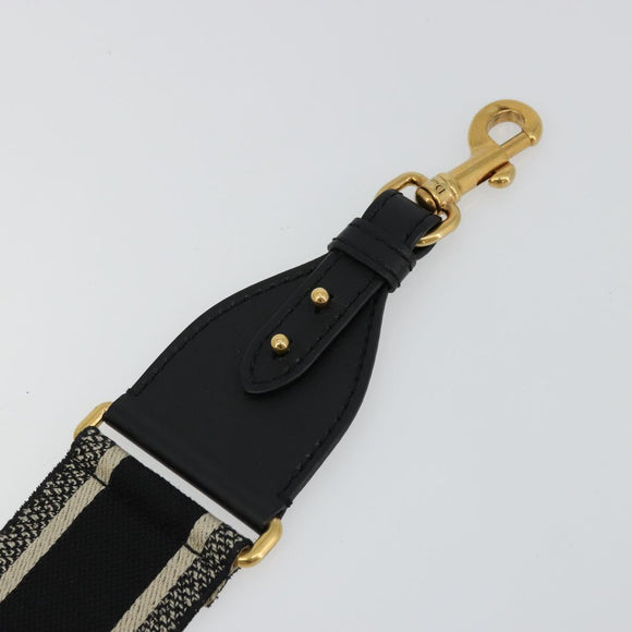 Christian Dior Shoulder Strap Canvas 35.4"" Black Gold Auth ep14316