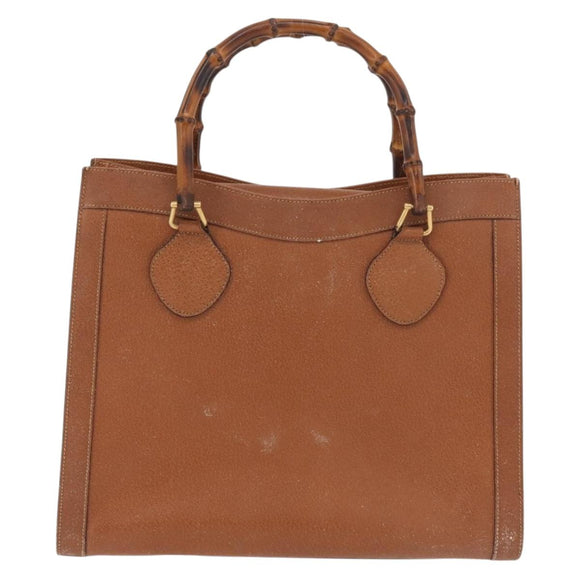 GUCCI Bamboo Hand Bag Leather Brown Gold 002 0260 Auth ep14319