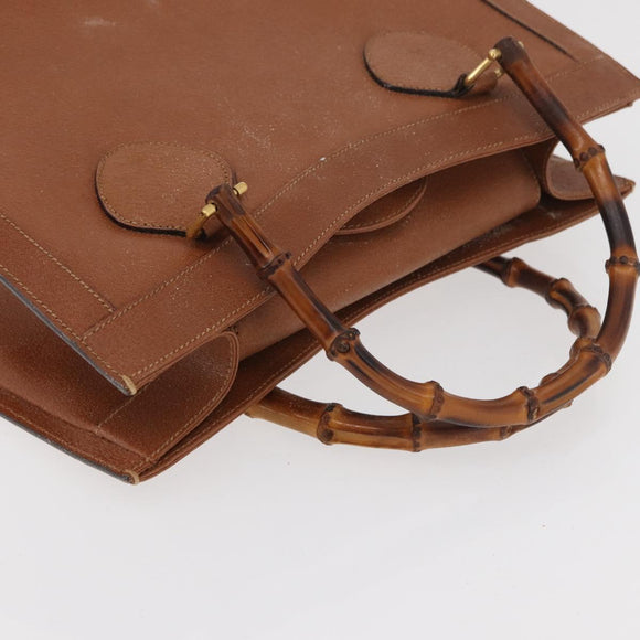 GUCCI Bamboo Hand Bag Leather Brown Gold 002 0260 Auth ep14319