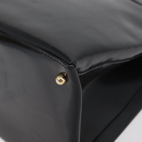 GUCCI Hand Bag Patent Leather Black Gold 000 2404 0503 Auth ep14321