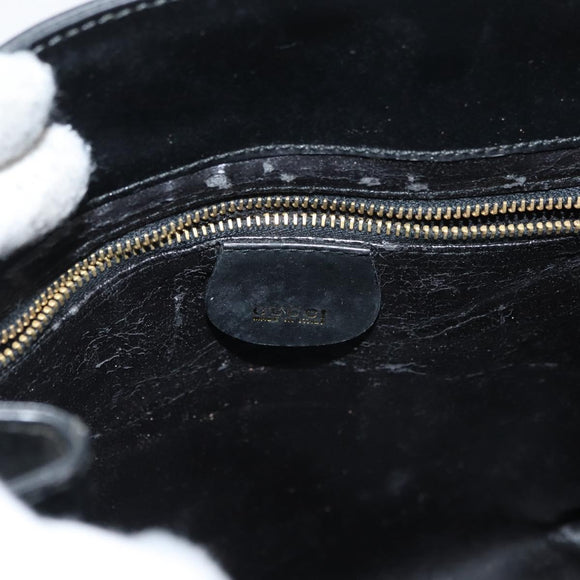 GUCCI Hand Bag Patent Leather Black Gold 000 2404 0503 Auth ep14321