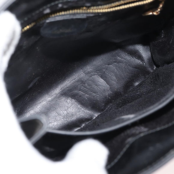 GUCCI Hand Bag Patent Leather Black Gold 000 2404 0503 Auth ep14321