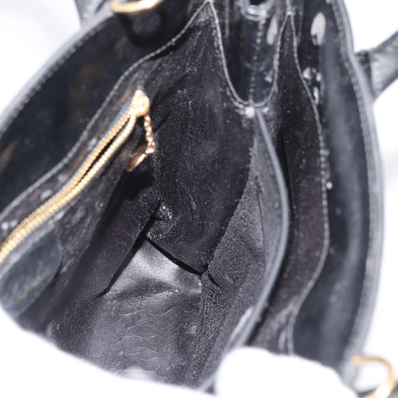 GUCCI Hand Bag Patent Leather Black Gold 000 2404 0503 Auth ep14321