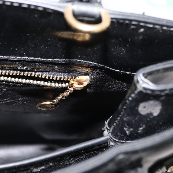 GUCCI Hand Bag Patent Leather Black Gold 000 2404 0503 Auth ep14321