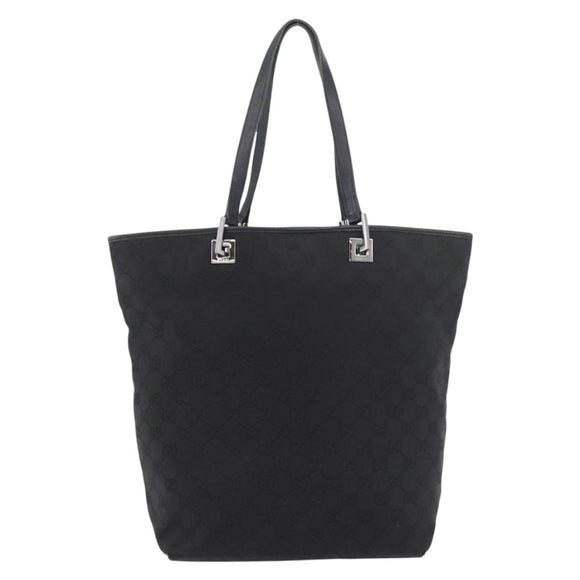 GUCCI GG Canvas Hand Bag Black Silver 31243 Auth ep14335