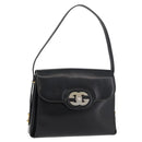GUCCI Shoulder Bag Leather Black Gold Auth ep14337-1