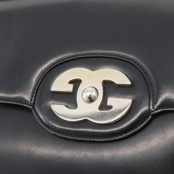 GUCCI Shoulder Bag Leather Black Gold Auth ep14337