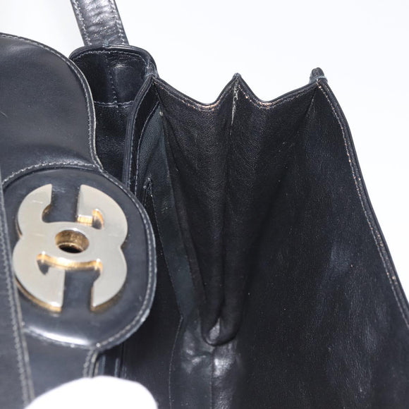 GUCCI Shoulder Bag Leather Black Gold Auth ep14337