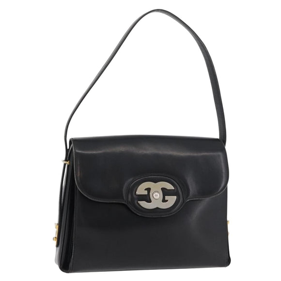 GUCCI Schoudertas Leer Zwart Goud Auth ep14337