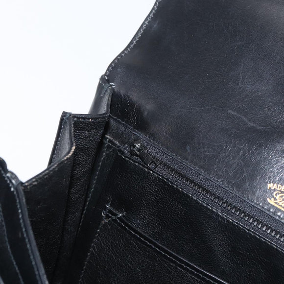 GUCCI Schoudertas Leer Zwart Goud Auth ep14337