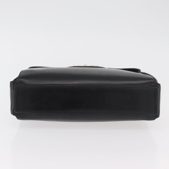 GUCCI Shoulder Bag Leather Black Gold Auth ep14337