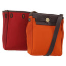 HERMES Her Line Herbag TPM Shoulder Bag Canvas 2way Red Gold Auth ep14339A-1