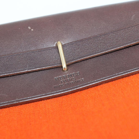 HERMES Her Line Herbag TPM Shoulder Bag Canvas 2way Red Gold Auth ep14339A