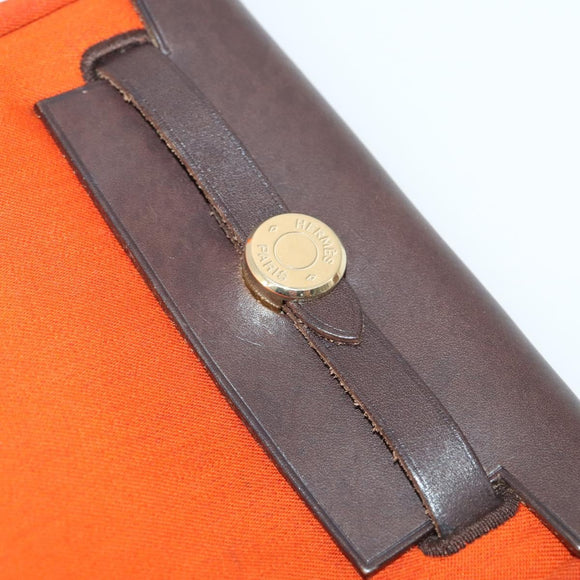 HERMES Her Line Herbag TPM Shoulder Bag Canvas 2way Red Gold Auth ep14339A