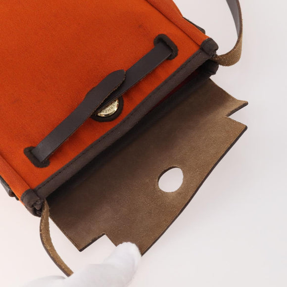 HERMES Her Line Herbag TPM Shoulder Bag Canvas 2way Red Gold Auth ep14339A