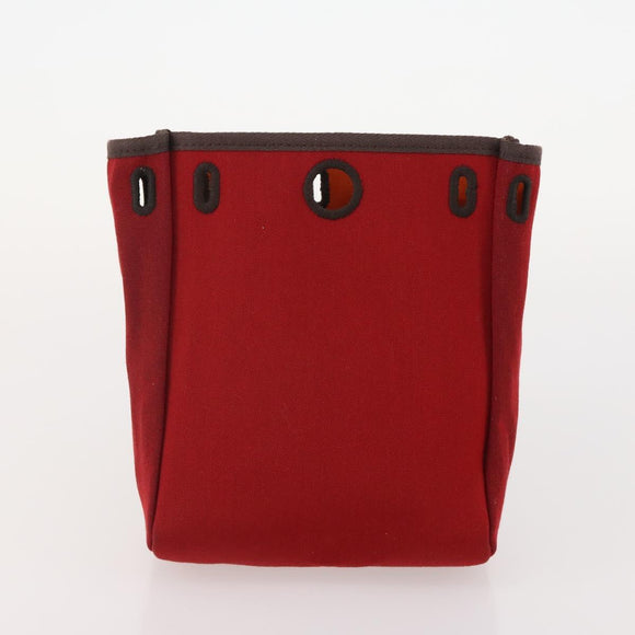HERMES Her Line Herbag TPM Shoulder Bag Canvas 2way Red Gold Auth ep14339A