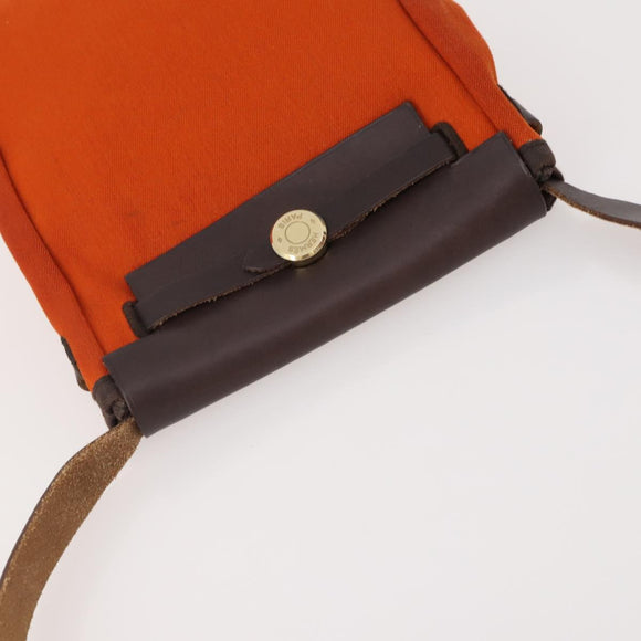 HERMES Her Line Herbag TPM Shoulder Bag Canvas 2way Red Gold Auth ep14339A